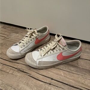 White with pink Nike shoes